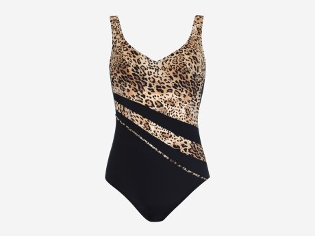 Damen Badeanzug Badeanzug, schwarz/braun, 46B