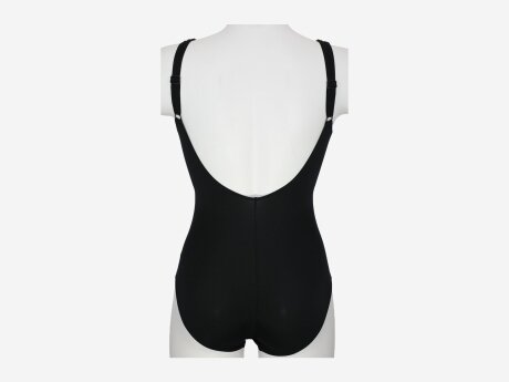 Damen Badeanzug Streifen, schwarz/weiss, 38C