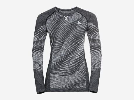 Damen Funktionswäsche BL TOP Crew neck, black - space dye, L
