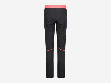 Damen Outdoorhose Woman Pant, ANTRACITE-RED FLUO, 42