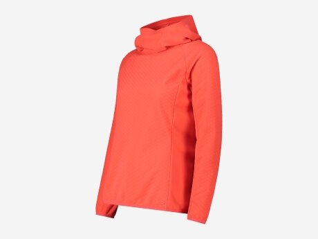 Damen Skipullover SWEAT FIX HOOD, RED FLUO, 40