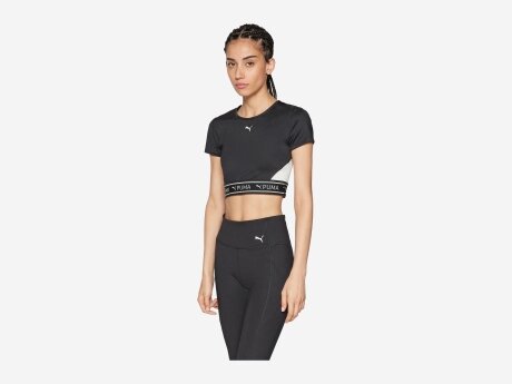 Damen T-Shirt STRONG BABY TEE - SHORT, PUMA Black, XS