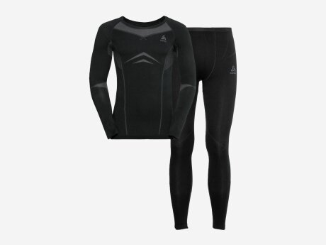 Herren Funktionswäsche Performance Evolution Warm, black - odlo graphite grey, XXL