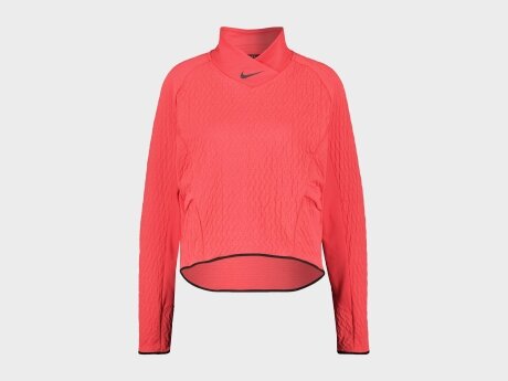 Damen Pullover W NK TF RUN DVN MIDLAYER, LT FUSION RED/BLACK, L