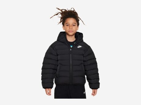 Kinder Winterjacke Steppjacke, BLACK/BLACK/WHITE, S