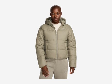 Damen Winterjacke Classic Puffer, LIGHT ARMY/WHITE, XL