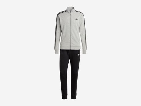 Herren Trainingsanzug BASIC 3-STREIFEN FRENCH TERRY, MGREYH/BLACK, XXL