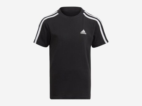 Kinder T-Shirt Essentials 3-Streifen Cotton T-Shirt, BLACK/WHITE, 116