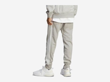 Herren Hose ESSENTIALS FRENCH TERRY TAPERED CUFF 3-STREIFEN, MGREYH/WHITE, XL/S