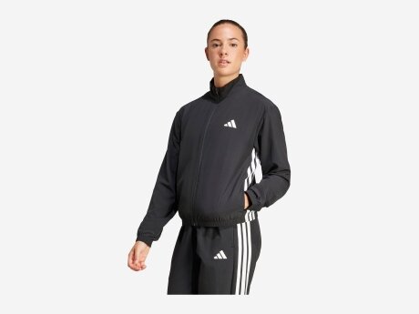 Damen Jacke Train Essentials 3-Streifen Warm-Up Trainingsjacke, BLACK/WHITE, L