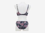 Damen Bikini Blumen, nachtblau/pink, 46D