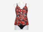 Damen Bikini Blumen Tankini, rot, 42B