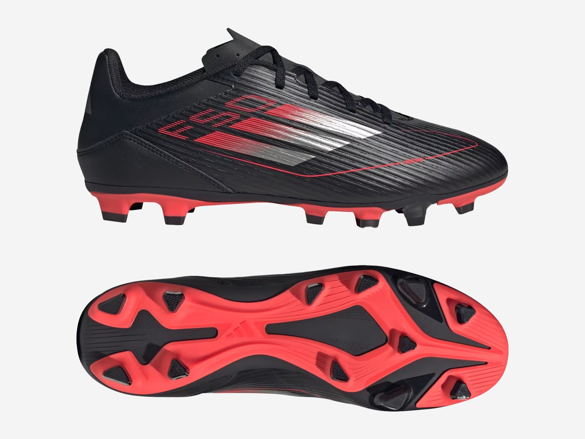 Kinder Fußballschuhe F50 CLUB FG/MG, CBLACK/IRONMT/LUCRED, 4.5